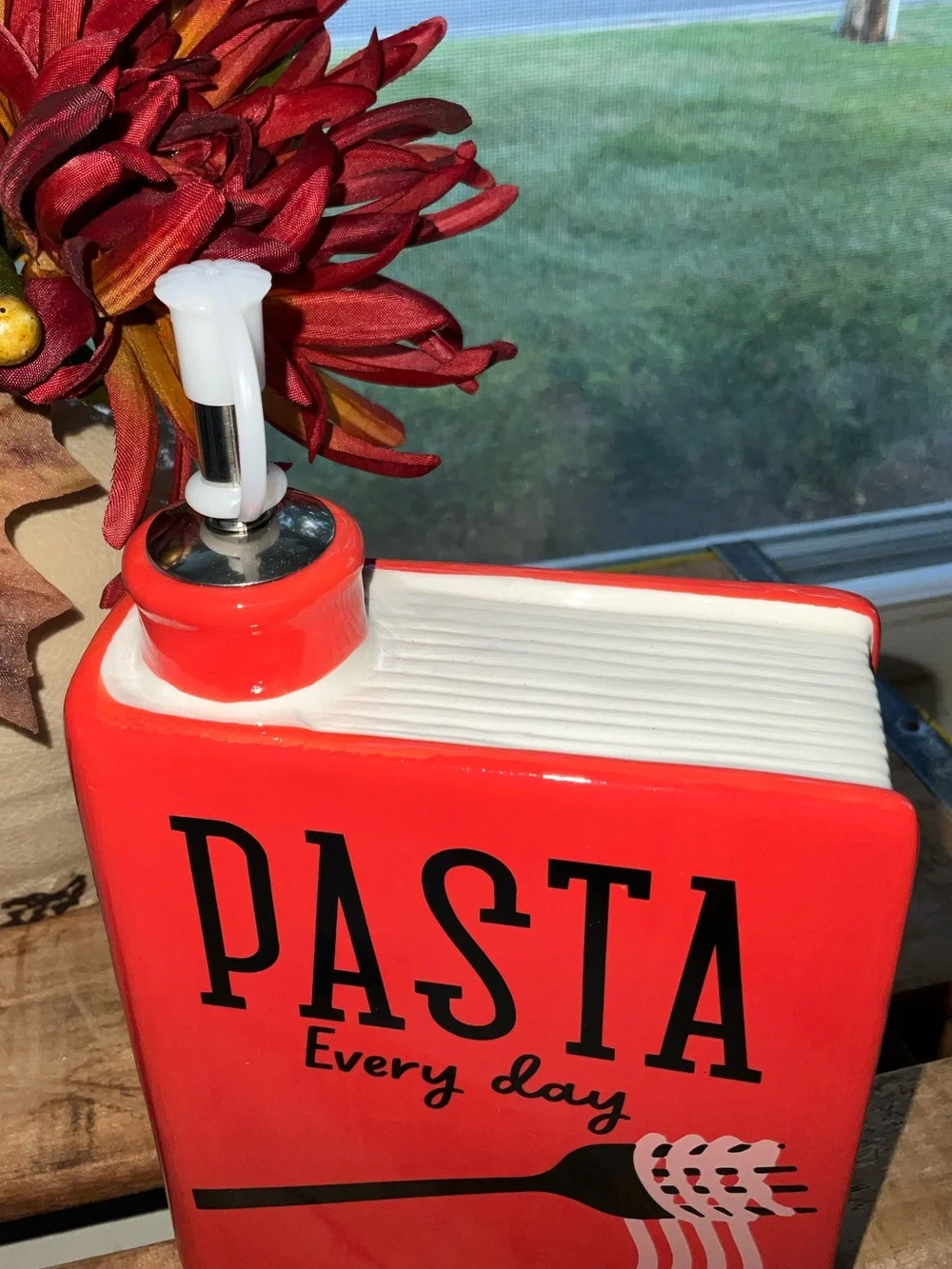 Red Pasta Every Day Cookbook Vinegar Bottle ~ New